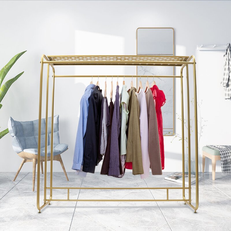 Clothing Rack hotsell with Shelf Gold Clothing Rack Freestanding Metal Garment Rack for